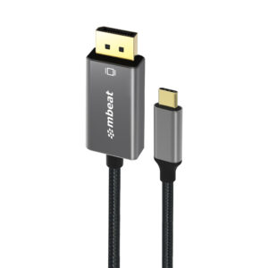 mbeat Tough Link 1.8m 4K USB-C to Display Port Cable - Converts USB-C to DisplayPort,4K@60Hz (3840×2160), Gold Plated, Aluminium, Nylon Braided Cable