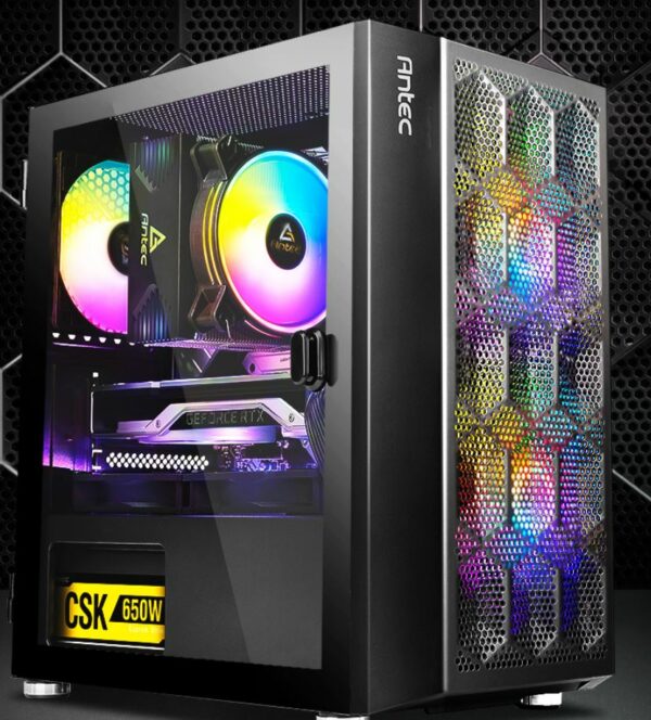 Antec NX200M RGB m-ATX, ITX Case, 3x RGB Fan. Large Mesh Front for excellent cooling, Side Window, Radiator 240mm. GPU 275mm