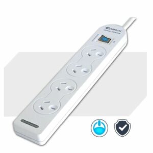 Sansai 4 Way Basic Powerboard (131P) with Master Switch Overload Protecte Reset button Indicator Light 100CM Lead 240VAC 10A
