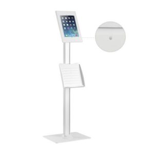 Brateck Anti-theft Tablet Kiosk Floor Stand with Catalogue holder 9.7”/10.2” Ipad,10.5” Ipad Air/Ipad Pro, 10.1"Sansung GalaxyTAB A (2019) -White(LS)