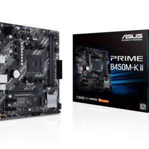 ASUS AMD B450M PRIME B450M-K II (Ryzen AM4) Micro ATX motherboard with M.2 support, HDMI/DVI-D/D-Sub, SATA 6 Gbps, 1 Gb Ethernet, USB 3.2 Gen 1 Type-A
