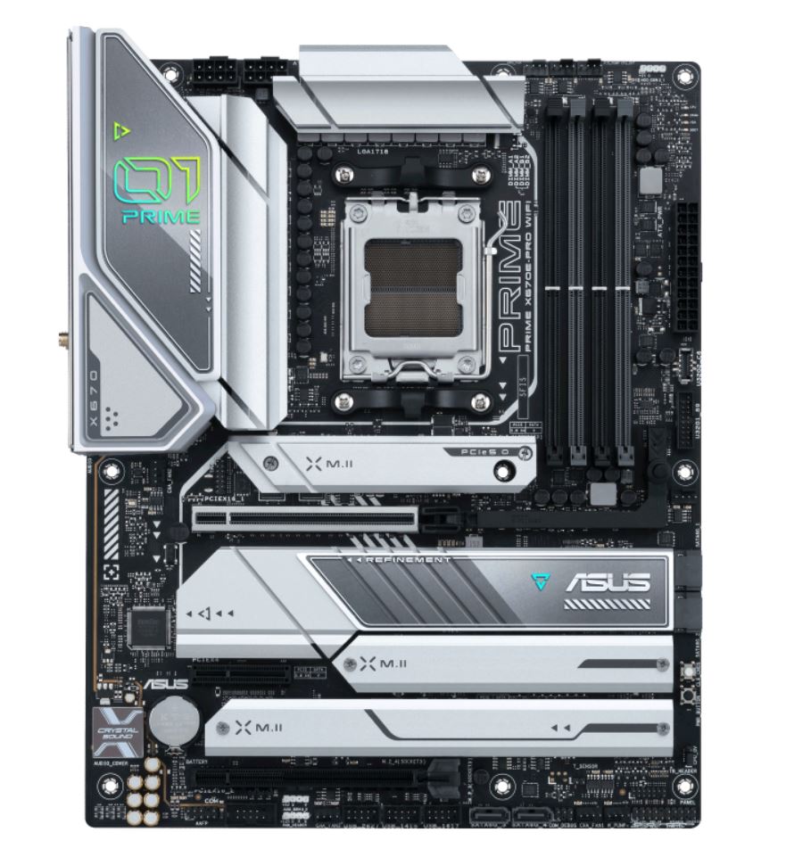 ASUS AMD X670E PRIME X670E-PRO WIFI-CSM (AM5) ATX Motherboard 4x DDR5 128GB, 1x PCIe 5.0 x16 slot,4 x M.2 slots,4 x SATA,Wi-Fi 6E 1 x HDMI.1 x DP