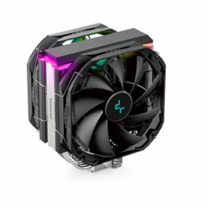 DeepCool AS500 PLUS CPU Air Cooler Single Tower, 5 Heat Pipes High Fin Density, Slim Profile, Double TF140S PWM Fans Included, ARGB LED Controller Inc