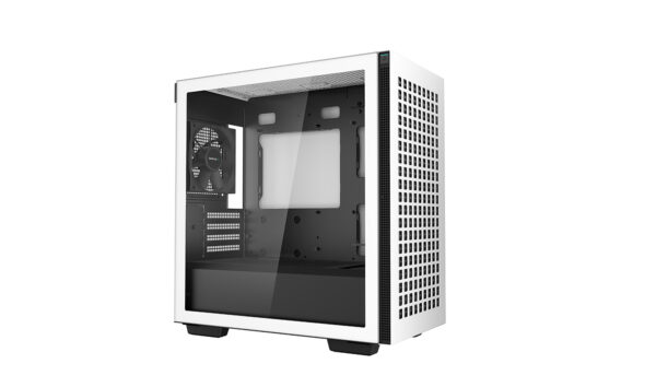 DeepCool CH370 WH M-ATX Tempered Glass Case, 120mm Rear Fan Pre-Installed, Headphone Stand, up to 360mm Radiators, 2 Switching front panels