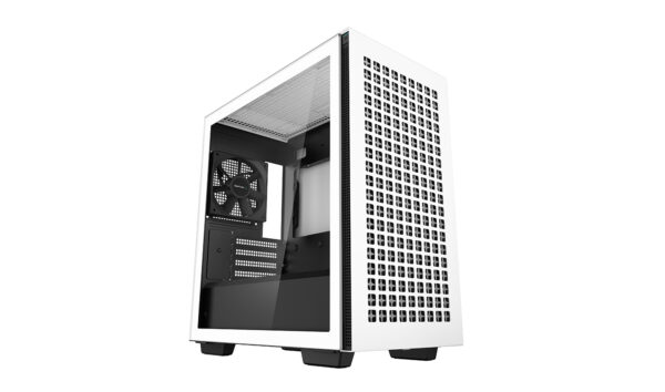 DeepCool CH370 WH M-ATX Tempered Glass Case, 120mm Rear Fan Pre-Installed, Headphone Stand, up to 360mm Radiators, 2 Switching front panels