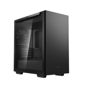 DeepCool MACUBE 110 Black Minimalistic Micro-ATX Case, Magnetic Tempered Glass Panel, Removable Drive Cage, Adjustable GPU Holder, 1xPreinstalled Fan