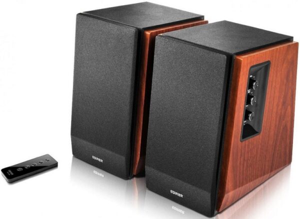 Edifier R1700BT Bluetooth Lifestyle Bookshelf Studio Speakers Brown - BT/Dual 3.5mm AUX/Limited Distortion DSP/DRC/Classic Wood Finish