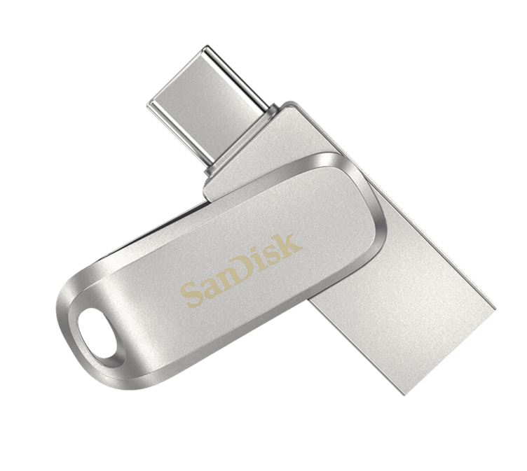 SanDisk 64GB Ultra Dual Drive Luxe USB-C  USB-A Flash Drive Memory Stick 150MB/s USB3.1 Type-C Swivel for Android Smartphones Tablets Macs PCs
