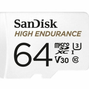 SanDisk High Endurance 64GB microSD 100MB/s 40MB/s 5K hrs 4K UHD C10 U3 V30 -40°C to 85°C Heat Freeze Shock Temperature Water X-ray Proof SD Adapter