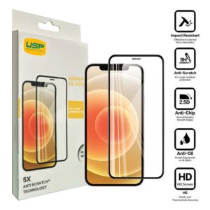 USP Apple iPhone 14 / iPhone 13 / iPhone 13 Pro Armor Glass Full Cover Screen Protector - 5X Anti Scratch Technology, Perfectly Fit Curves