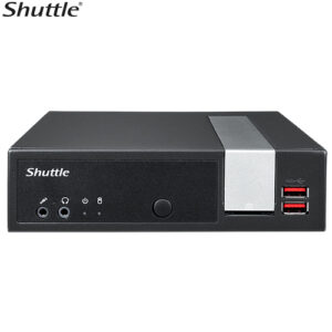 Shuttle DL20N Slim Mini PC 1L Barebone - Celeron N4505, Fan-less, HDMI, DP, VGA, 2xRS232 (RS422/485), LAN, 2xDDR4, 2.5" HDD/SSD bay, Vesa Mount, 40W