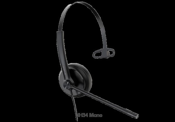 Yealink UH34 Mono Wideband Noise Cancelling Microphone - USB Connection, Leather Ear Cushions, Designed for Microsoft Teams