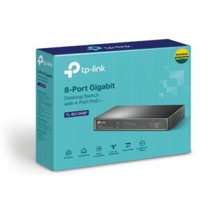 TP-Link TL-SG1008P 8-Port Gigabit Desktop Unmanaged Switch with 4-Port PoE 53W IEEE 802.3af, Up to 64W for all PoE ports,Up to 15.4W for each PoE por