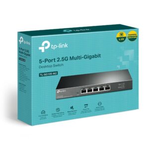 TP-Link TL-SG105-M2 5-Port 2.5G Desktop Switch, Up To 25G Switching Capacity, Connects 2.5G NAS/Server, 2.5G WiFi 6 AP, 4K Video, Wall-Mountable, 5YW