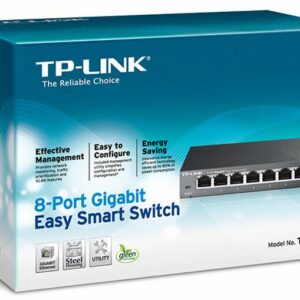 TP-Link TL-SG108E 8-Port Gigabit Easy Smart Switch Provides network monitoring, traffic prioritization and VLAN Web-based user interface Fanless