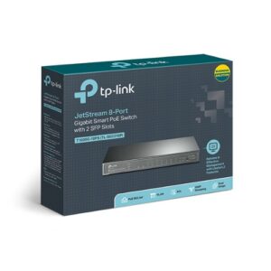 TP-Link TL-SG2210P 8-Port Gigabit Smart PoE Switch with 2 SFP Slots L2/L3/L4 QoS and IGMP Snooping WEB/CLI Managed 53W, Fanless, Omada SDN