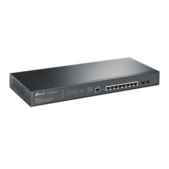 TP-Link TL-SG3210XHP-M2 JetStream 8-Port 2.5GBASE-T and 2-Port 10GE SFP+ L2+ Managed Switch with 8-Port PoE+ 2xFan Rack Mountable IGMP Snooping,Omada