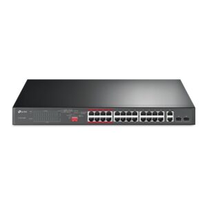 TP-Link TL-SL1226P 24-Port 10/100Mbps + 2-Port Gigabit Unmanaged PoE+ Switch , Up To 250W For all PoE Ports, Up To 30W Each PoE Port
