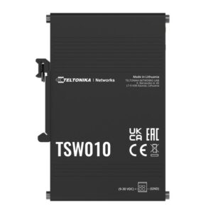 Teltonika TSW010 - DIN Rail Switch, 5x Ethernet ports with speeds of up to 100 Mbps, Integrated DIN rail bracket - PSU excluded (PR3PRAU6)
