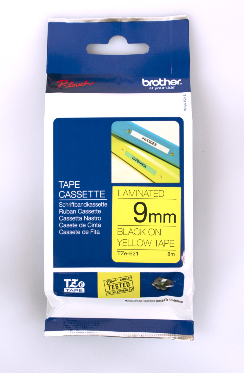 Brother TZE-621 tape 9mm x 8m: black on yellow laminated