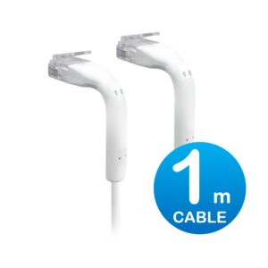 Ubiquiti UniFi Patch Cable Single Unit, 1m, White, End Bendable to 90 Degree, RJ45 Ethernet Cable, Cat6, Ultra-Thin 3mm Diameter