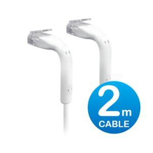 Ubiquiti UniFi Patch Cable Single Unit, 2m, White, End Bendable to 90 Degree, RJ45 Ethernet Cable, Cat6, Ultra-Thin 3mm Diameter
