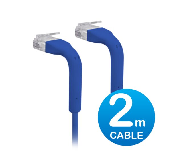 Ubiquiti UniFi Patch Cable Single Unit, 2m, Blue, End Bendable to 90 Degree, RJ45 Ethernet Cable, Cat6, Ultra-Thin 3mm Diameter, Incl 2Yr Warr