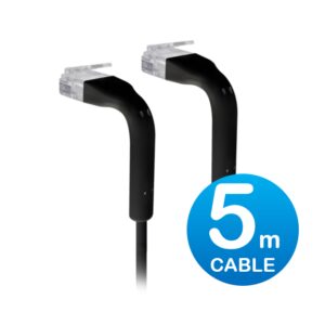 Ubiquiti UniFi Patch Cable Single Unit, 5m, Black, End Bendable to 90 Degree, RJ45 Ethernet Cable, Cat6, Ultra-Thin 3mm Diameter, 2Yr Warr