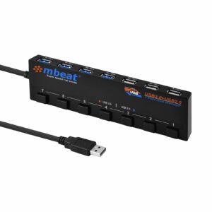 mbeat® 7-Port USB 3.0  USB 2.0 Powered Hub Manager with Switches - 4x USB 3.0 with 5Gbps/3x USB 2.0 with 2.4Ghz(480Mbps)/Super Fast Hub Manager