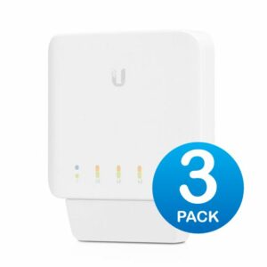 Ubiquiti USW Flex 3 Pack- Managed, Layer 2 Gigabit switch with auto-sensing 802.3af PoE support. 1x PoE In, 4x PoE Out