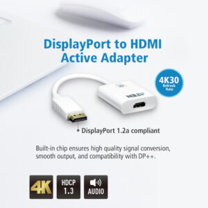 Aten 4K DisplayPort to HDMI Active Adapter, Supports VGA, SVGA, XGA, SXGA, UXGA, 1080p   resolutions up to 4K UHD, Supports AMD Eyefinity, DP to HDMI