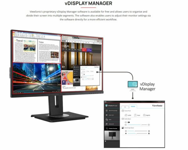 ViewSonic 27" Business Pro IPS 2K 2560 x 1440p Ergonomic Docking  with 90W USB-C, Daisy Chain, Docking, RJ45, 3y Advance Replacement, Monitor
