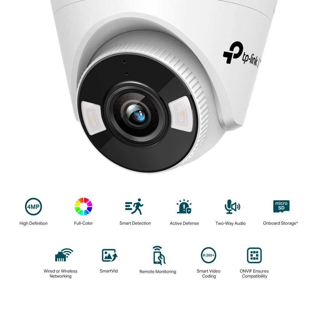 TP-Link VIGI 4MP C440(2.8mm) Full-Colour Turret Network Camera, 2.8mm Lens, Smart Detection, 3YW