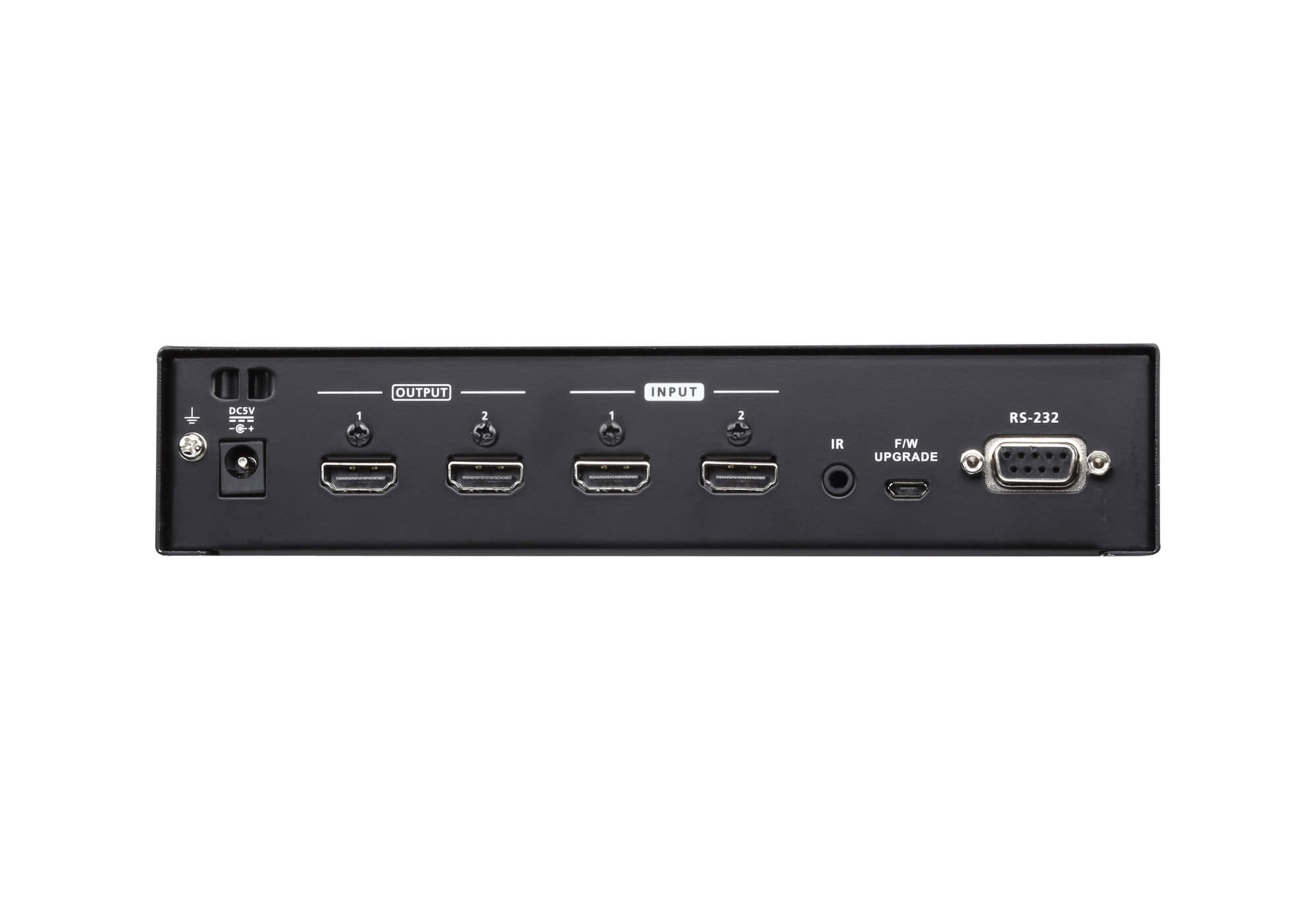 Aten 2×2 4K HDMI Matrix, control via front-panel pushbuttons, IR remote and RS232 control, EDID management