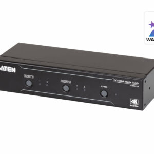 Aten 2x2 4K HDMI Matrix, control via front-panel pushbuttons, IR remote and RS232 control, EDID management