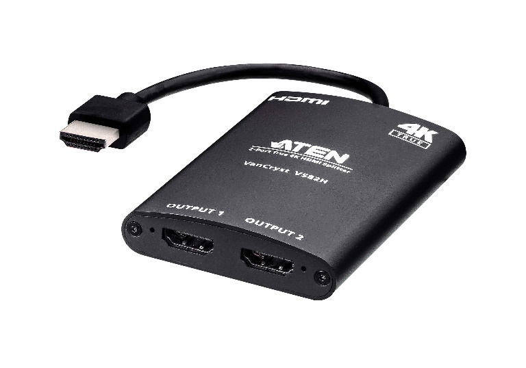 Aten Video Splitter 2 Port HDMI True 4K Compact Splitter, USB powered, auto-downscaling feature,