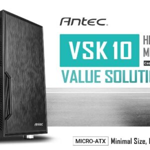 Antec VSK10 mATX Case. 2x USB 3.0 Thermally Advanced Builder's Case. 1x 120mm Fan preinstalled. GPU 350mm, PSU  CPU 160mm, Two Years Wty