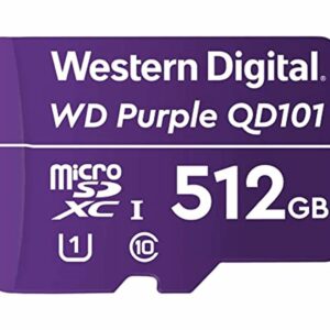 Western Digital WD Purple 512GB MicroSDXC Card 24/7 -25°C to 85°C Weather  Humidity Resistant for Surveillance IP Cameras mDVRs NVR Dash Cams Drones