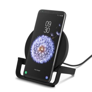 Belkin BoostCharge Wireless Charging Stand 10W(AC Adapter Not Included) - Black(WIB001btBK), Qi Compatible,Non-Slippery,Charge in any orientation,2YR