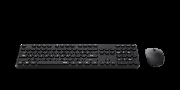 RAPOO Wireless Optical Mouse  Keyboard Black -2.4G Connection, 10M Range, Spill-Resistant, Retro Style Round Key, 1000DPI  Black