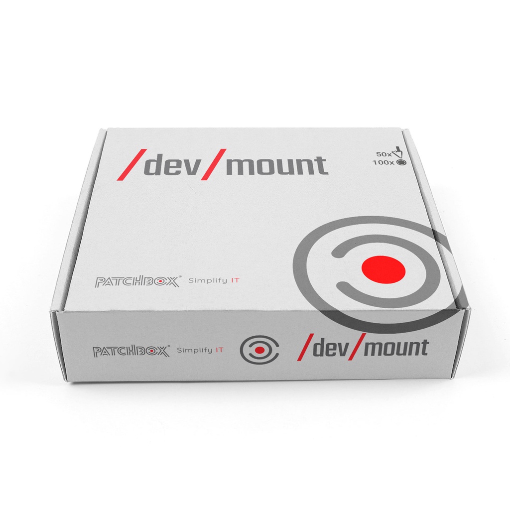 Patchbox /dev/mount 50-Pack, Simplify Device Mounting, Compatible with 19" Rails w/ Square Punched Holes.