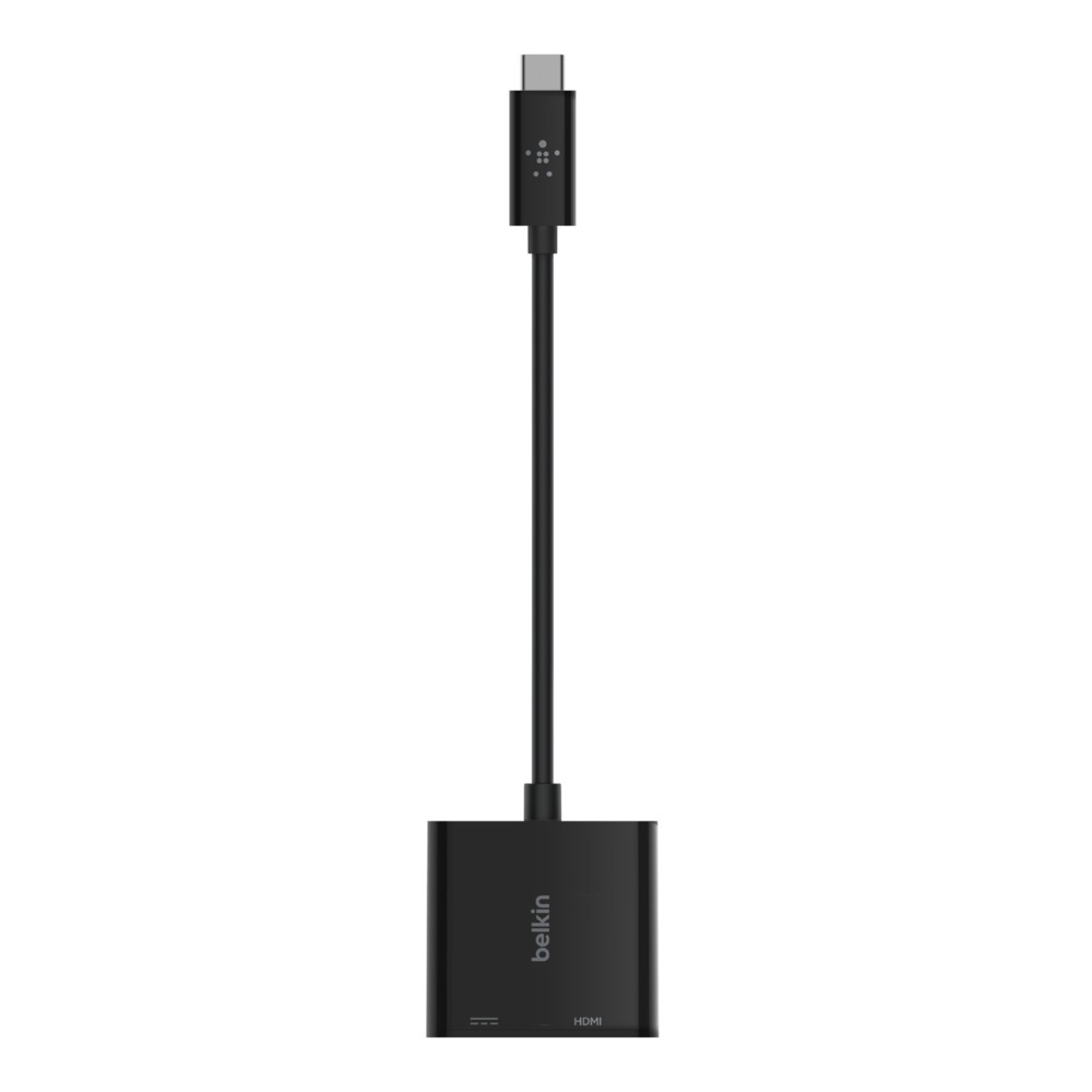 Belkin USB C to HDMI + Charge Adapter - Black(AVC002btBK), USB-C Power Delivery up to 60W,Supports video resolutions up to 4K x 2K (3840x2160)