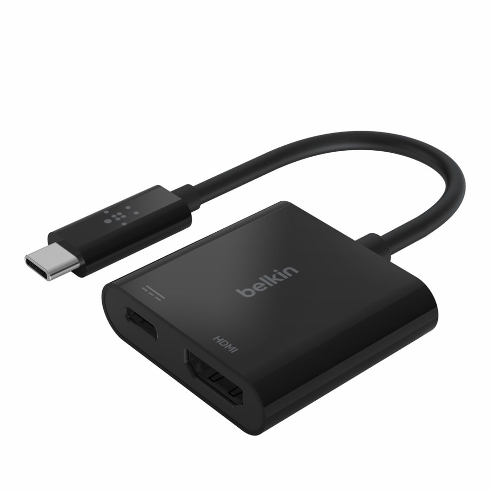Belkin USB C to HDMI + Charge Adapter - Black(AVC002btBK), USB-C Power Delivery up to 60W,Supports video resolutions up to 4K x 2K (3840x2160)