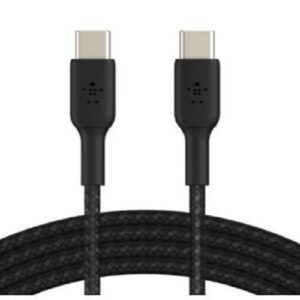 Belkin BoostCharge Braided USB-C to USB-C Cable (2m/6.6ft) - Black (CAB014bt2MBK),100W,480Mbps,30K+ bend,Samsung Galaxy,iPad,MacBook,Google,OPPO,Nokia
