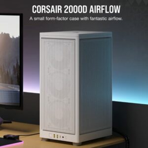 Corsair 2000D AIRFLOW, ITX MB, USB C, Mesh Panles - Support up to 8 Fans, Mini ITX Tower - White. Case, (LS)