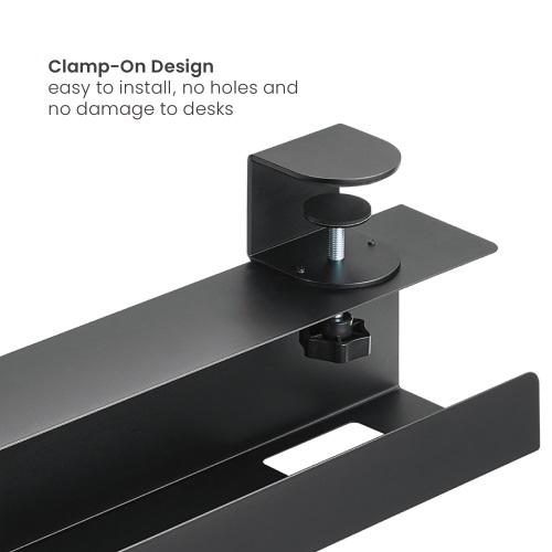 Brateck Clamp-On Under Desk Cable Tray --  Black