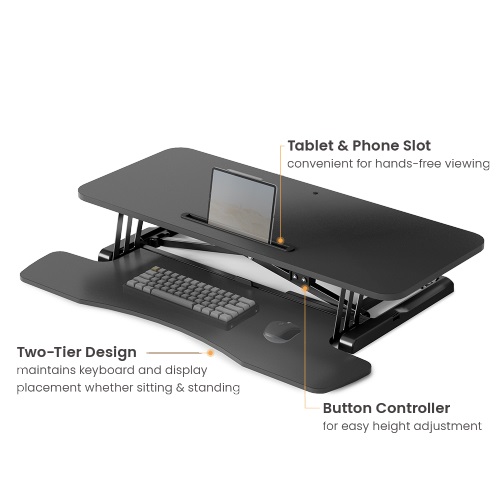 Brateck COST-EFFECTIVE ELECTRIC X-LIFT DESK CONVERTER 950x615x156~480mm up to 20kg