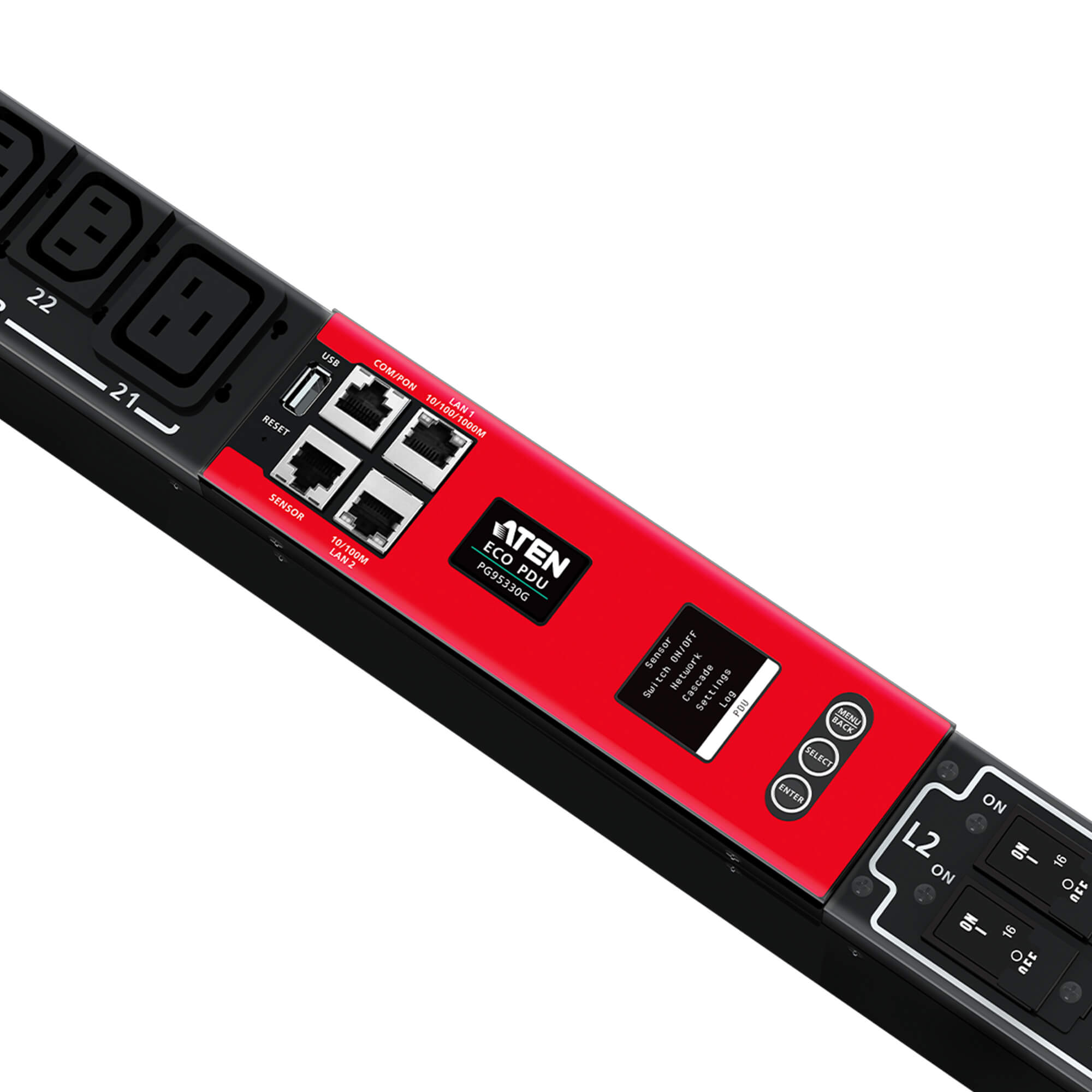 Aten 32A 30-Outlet 3-Phase Metered eco PDU with Dual Ethernet port supporting 1Gbps