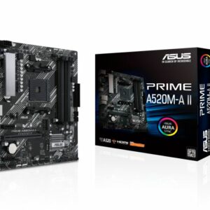 ASUS AMD A520M PRIME A520M-A (Ryzen AM4)  Micro ATX Motherboard with M.2, DP, HDMI,D-Sub, SATA 6 Gbps, USB 3.2 Gen 1 ports, and Aura Sync RGB lighting