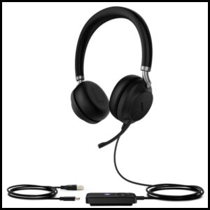 Yealink UH38 Dual Mode USB and Bluetooth Headset, Dual, USB-A, TEAMS Call Controller with Built-In Battery Dual Noise-Canceling Mics, Busy Light